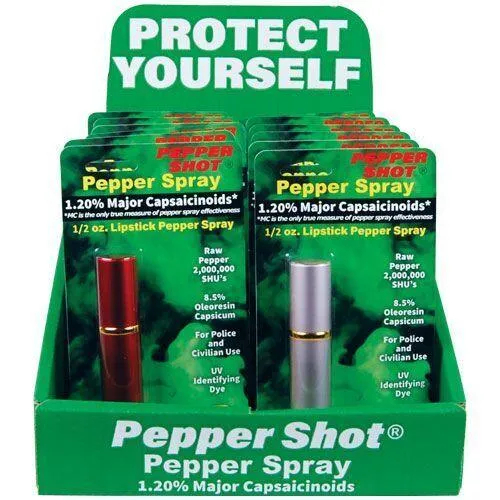 12) Pepper Shot Mixed Colors Lipstick Spray with Display