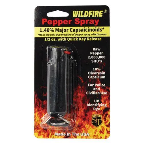 12) Wild Fire Black Hard-Case Pepper Sprays with Display