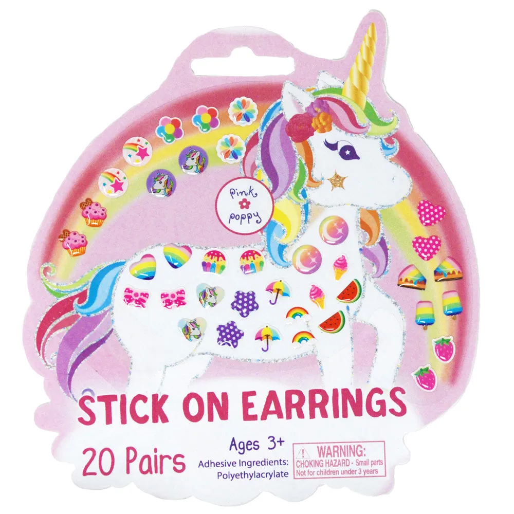 20 Pairs Unicorn Sweets Stick on Earrings