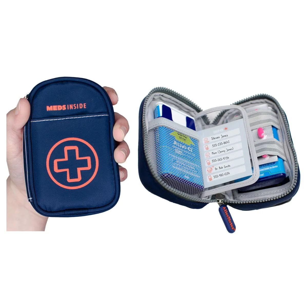 Allermate Jake Medicine Case Carrier, Small, for Auvi-Q/Asthma Inhaler, 4.75" x 3" X 1" Navy