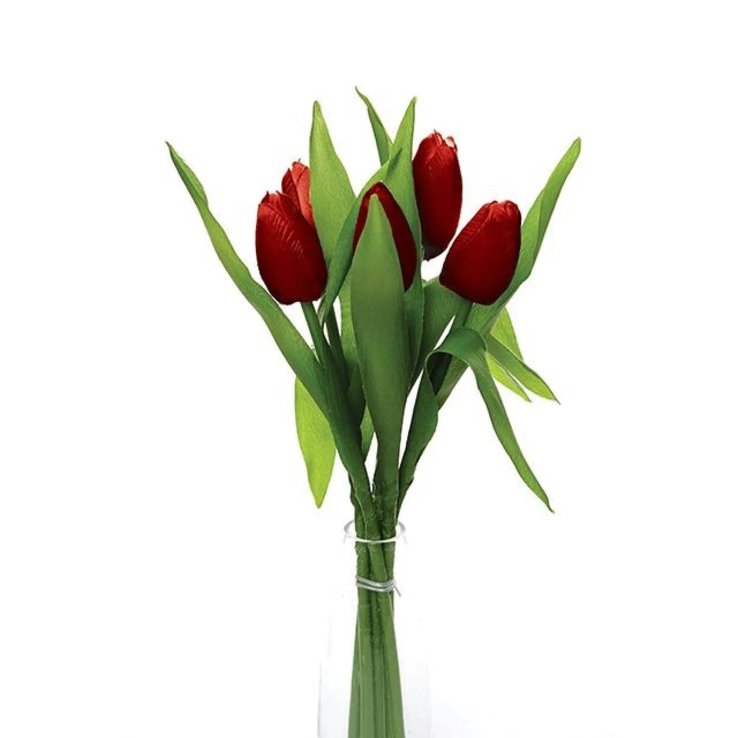 Artificial 36cm Red Tulip Bunch