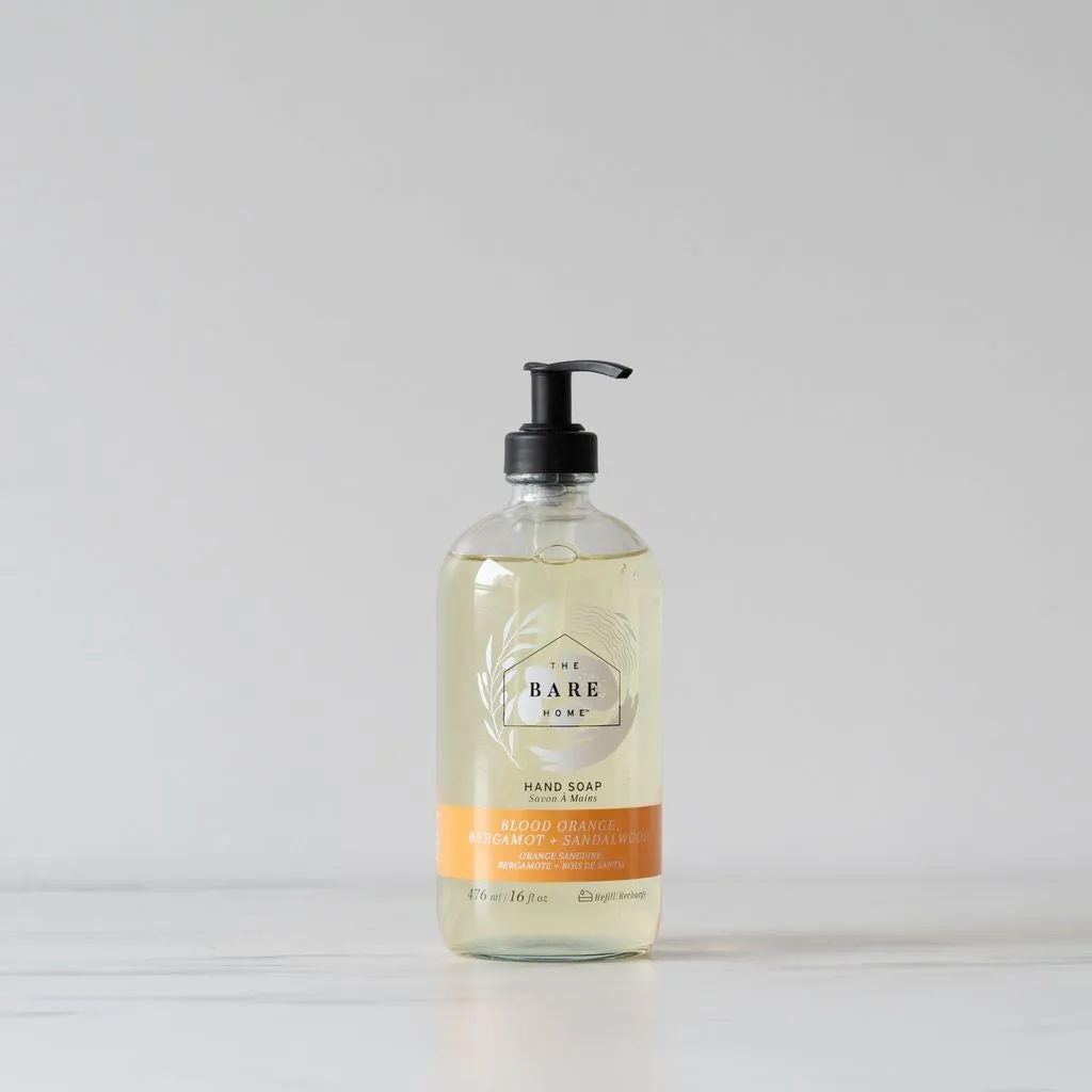 Blood Orange, Bergamot & Sandalwood Hand Soap In Glass Bottle