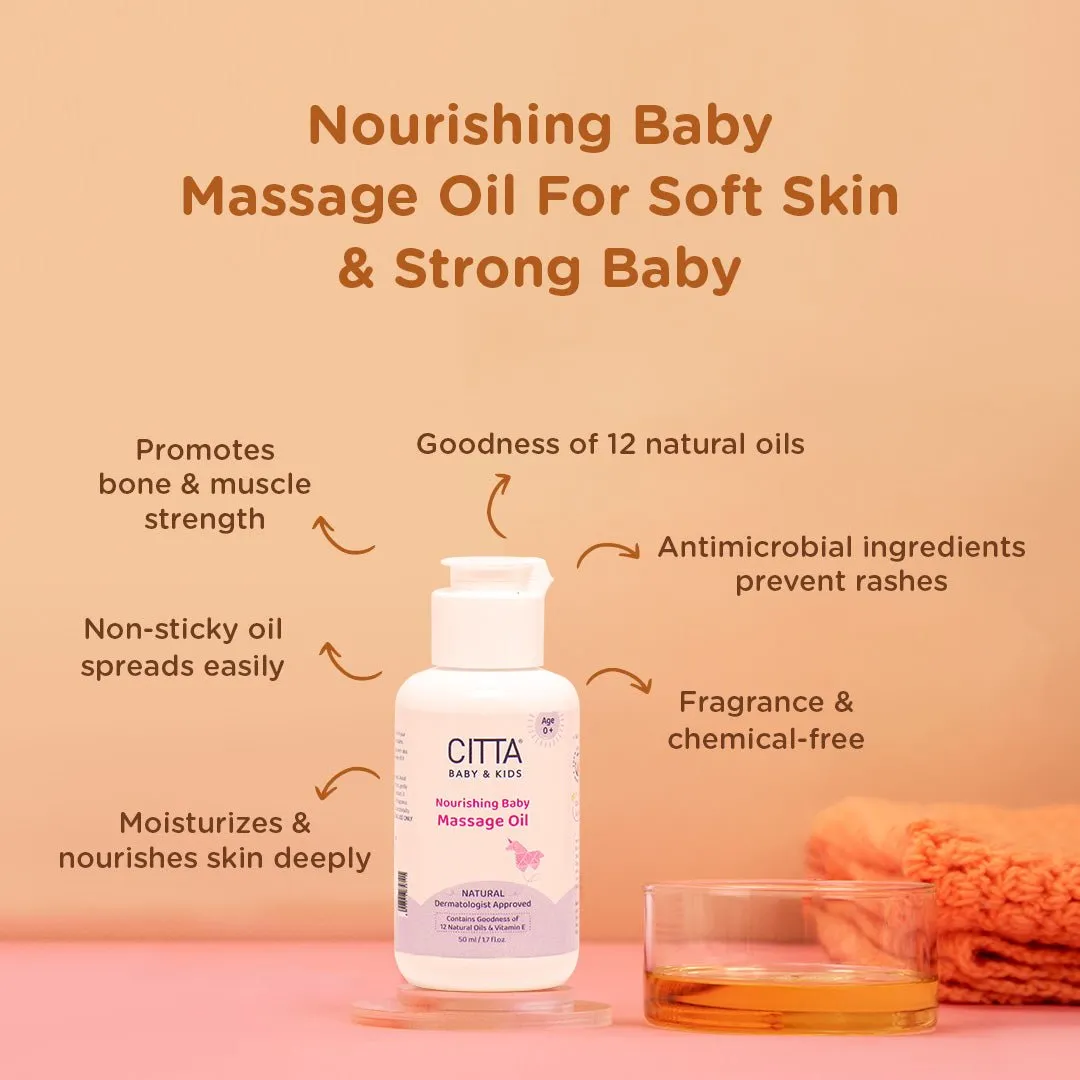 CITTA Baby Massage Oil for New born & Kids |Enriched with Coconut, Olive & Almond oil