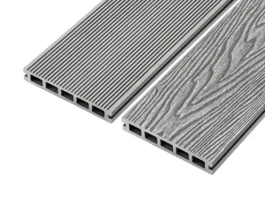 Cladco Woodgrain Effect Reversible Composite Decking Board - Light Grey (4m)