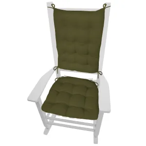 Cotton Duck Boxwood Rocking Chair Cushions - Never Flatten Tufted Rocker Chair Cushion Set Dark Sage Green