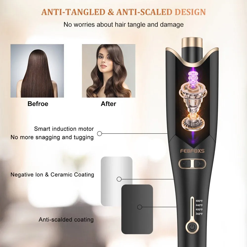 Curling Irons,Curling Iron Professional with 2" Large Rotating Barrel & 4 Temps,Salon Curl Hair,30S Fast Heating,Gold