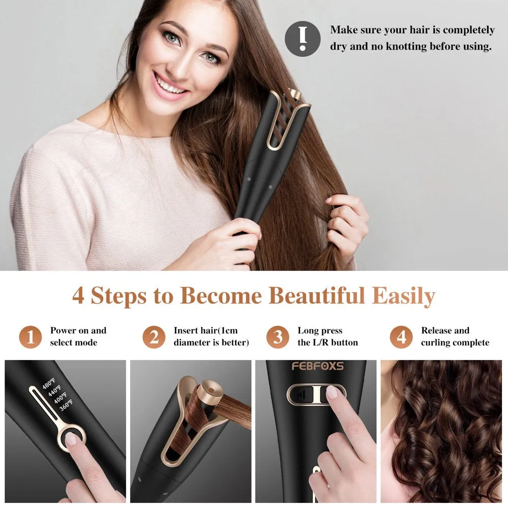 Curling Irons,Curling Iron Professional with 2" Large Rotating Barrel & 4 Temps,Salon Curl Hair,30S Fast Heating,Gold