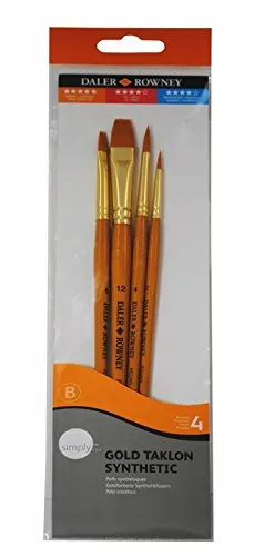 Daler Rowney Simply Short Handle Gold Taklon Brush Set #2 Sh - (4 Pcs)