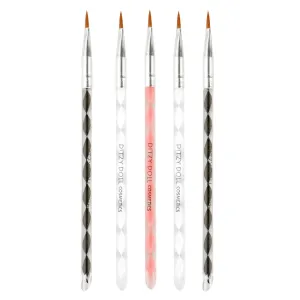 Ditzy Doll Nail Brushes 5 Pack - Nail Art Tools for Detailing and Designing Nail Decorations