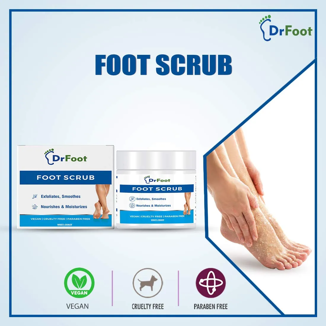 Dr Foot Foot Scrub with Tea Tree, Sweet Almond Oil | Exfoliator Dry Skin Remover, Softens for Thick Cracked Dry Heel Feet | Paraben Free - 100gm (Pack of 5)