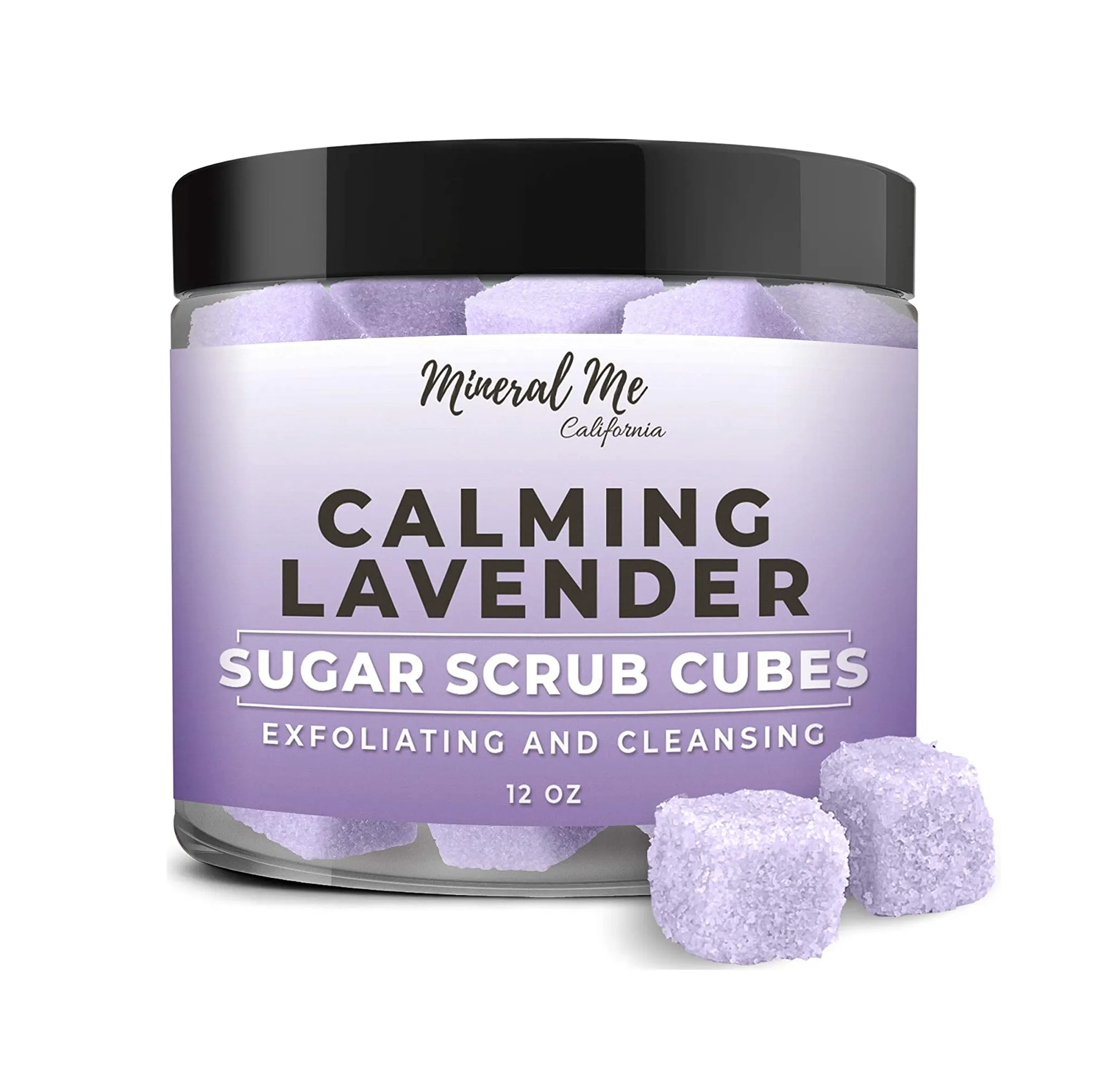 Exfoliating Body Scrub 12oz LAVENDER Sugar scrub cubes w/Mango Butter & Shea butter- Ultra Hydrating & Moisturizing - All Natural & Organic for all body exfoliation-For hands arms legs elbow & foot