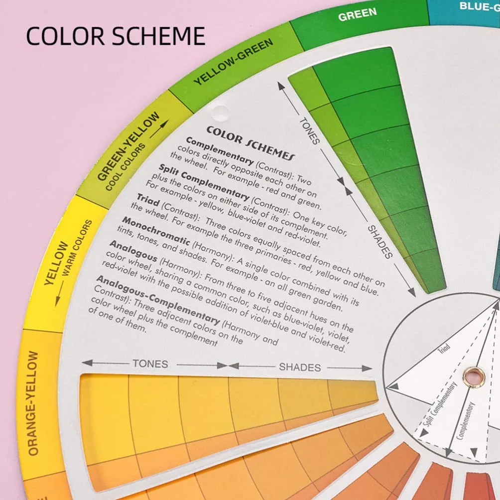 HEALLILY Color Board Chart- Rotatable Color Wheel Watercolor Colour Mixing Guide Wheel Pigment Colour Palette Wheel Painting Mixing Learning Guide