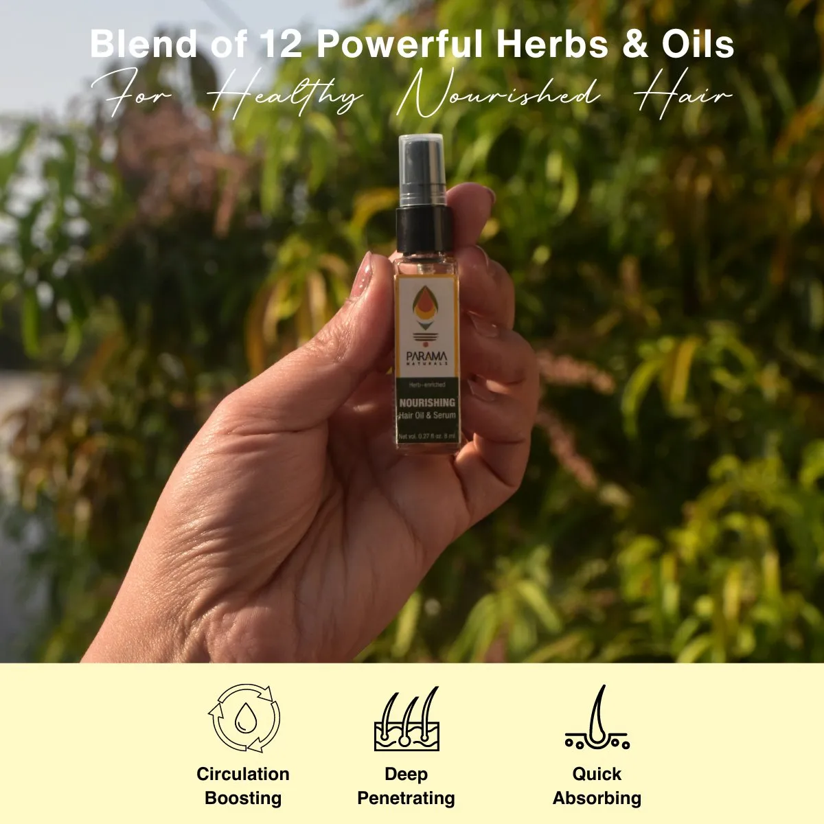 Herb-enriched Nourishing Hair Oil & Serum for Frizz Control- 8ml