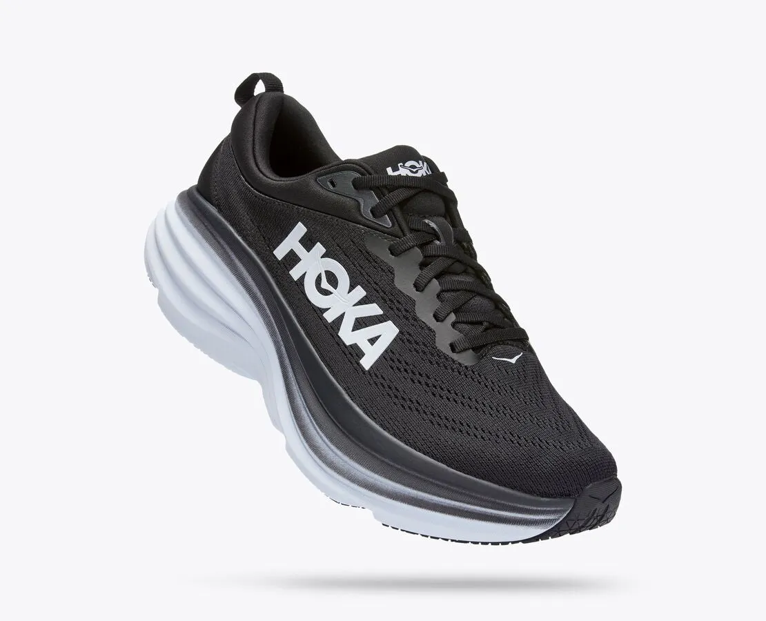 Hoka Bondi 8 Wide Womens Running Shoe - Black/White