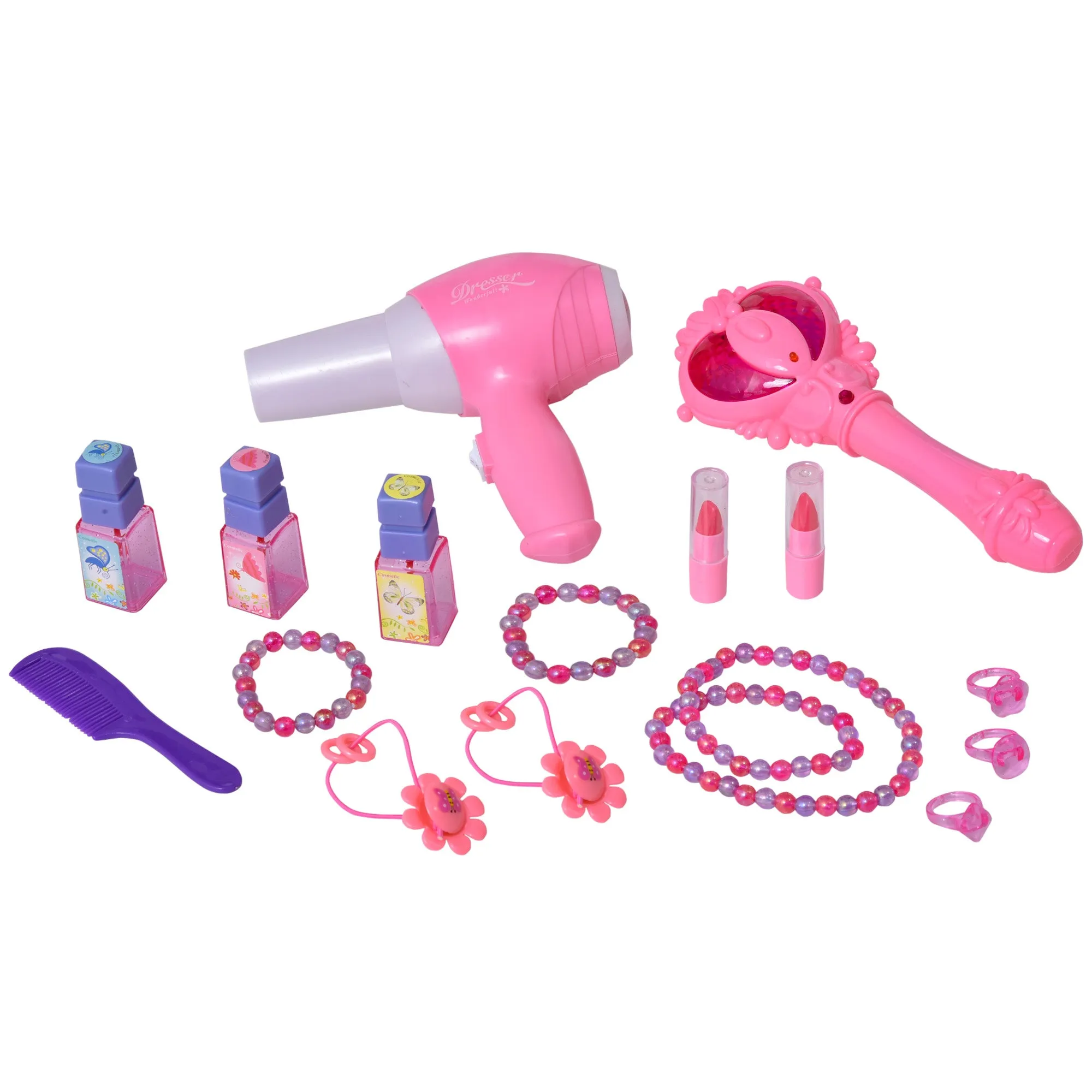 Kids Pretend Play Plastic Vanity Table Set w/ Sound Effect Pink