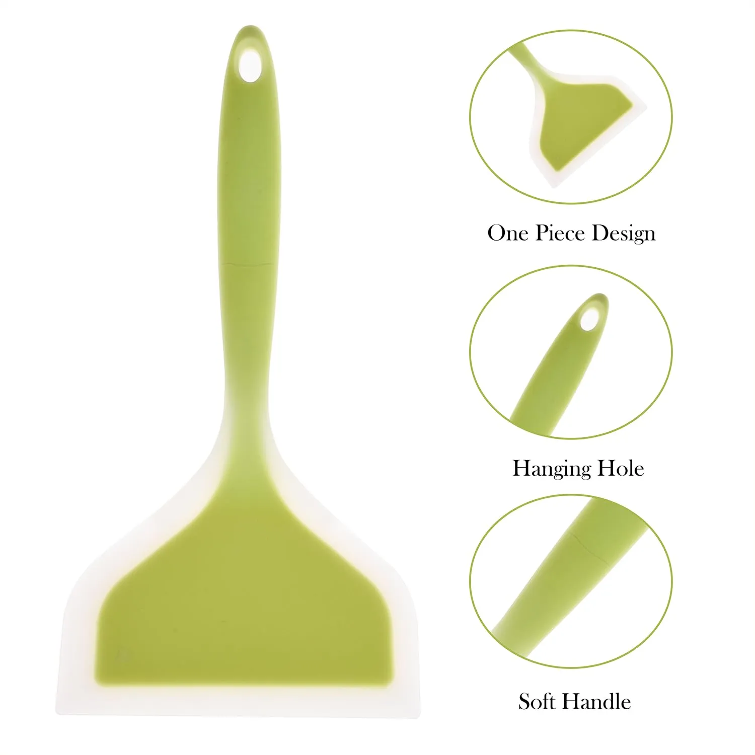 Kuber Industries Turner | Silicone Wide Spatula Turner | Spatulas Turner for Nonstick Cookware | Omelette Turner for Cooking | Kitchen Turners | New Big Spatula | Pack of 2 | Green