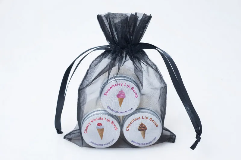 Lip Scrub - All Natural - Set of 3 ice cream flavors