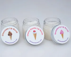 Lip Scrub - All Natural - Set of 3 ice cream flavors