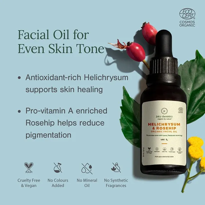 Organic Helichrysum & Rosehip Anti-Scarring & Pigmentation Control Facial Oil - 10ml