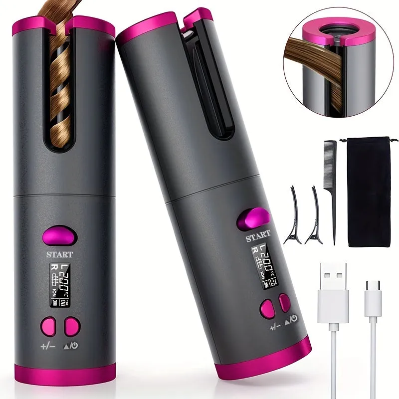 Rechargeable Cordless Automatic Curler, Effortlessly Create Beautiful Curls And Waves