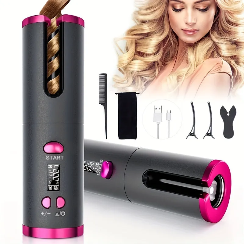 Rechargeable Cordless Automatic Curler, Effortlessly Create Beautiful Curls And Waves